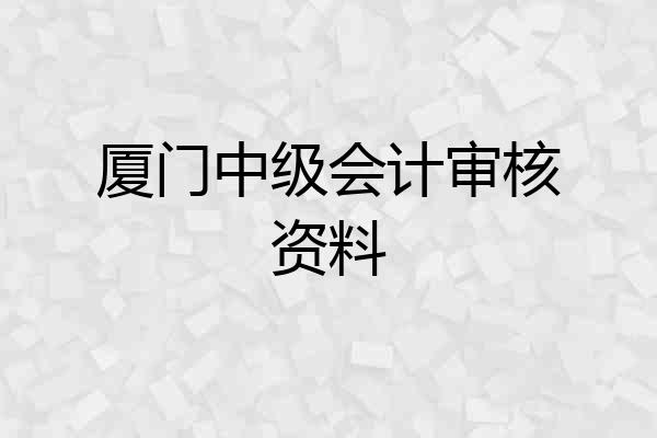 厦门中级会计审核资料