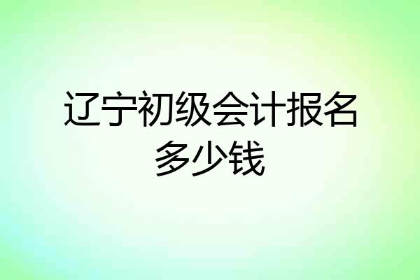 辽宁初级会计报名多少钱