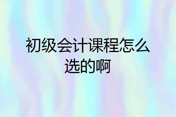 初级会计课程怎么选的啊
