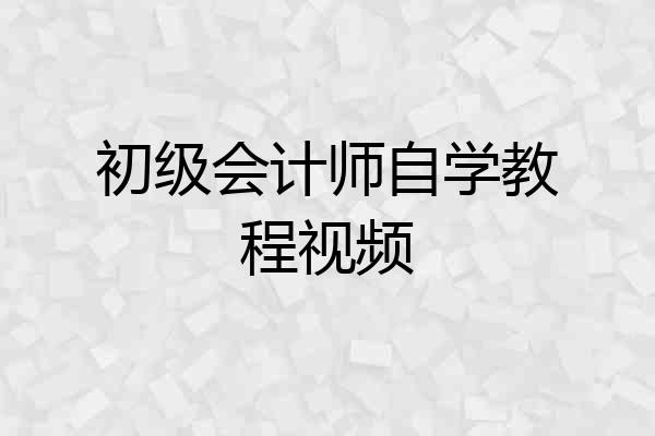 初级会计师自学教程视频