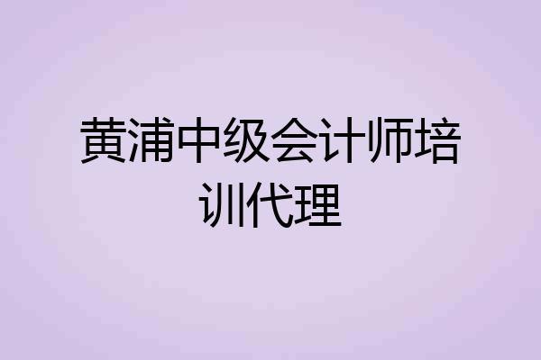 黄浦中级会计师培训代理