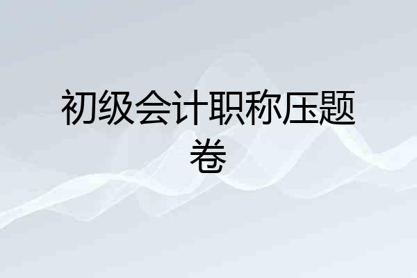 初级会计职称压题卷