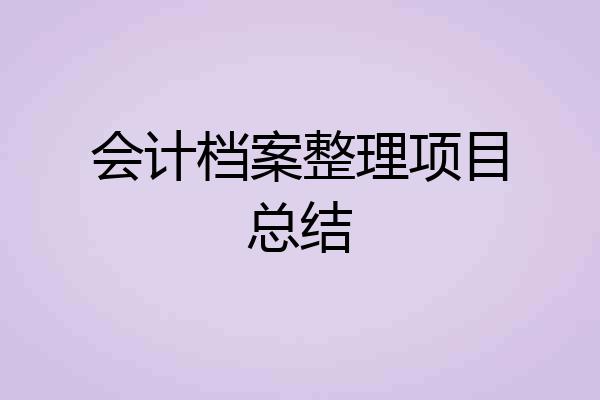 会计档案整理项目总结
