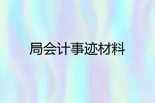 局会计事迹材料