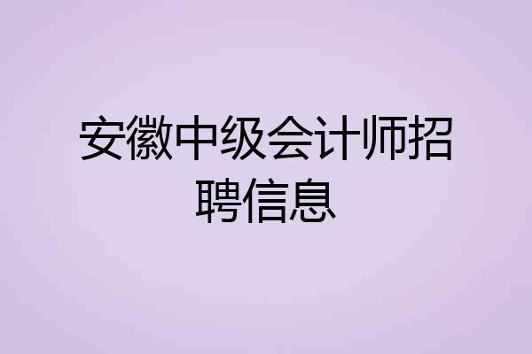安徽中级会计师招聘信息