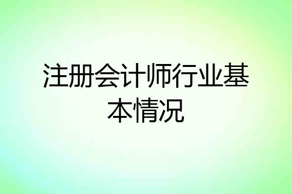 注册会计师行业基本情况