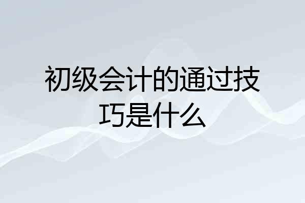 初级会计的通过技巧是什么