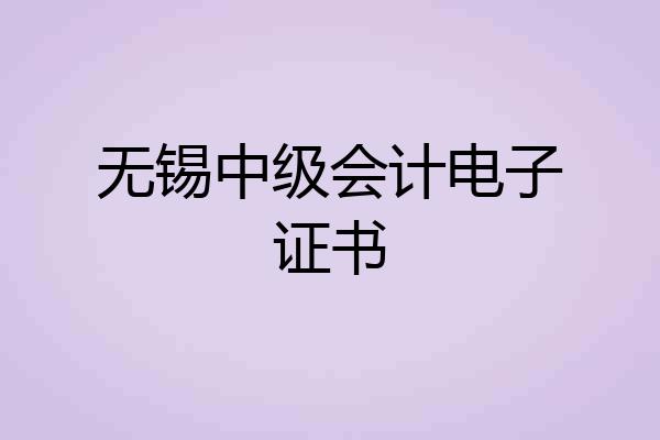 无锡中级会计电子证书