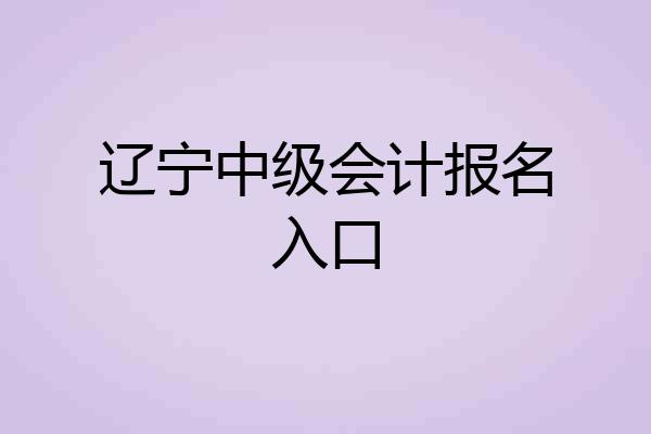 辽宁中级会计报名入口