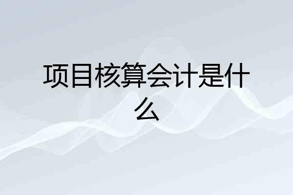 项目核算会计是什么