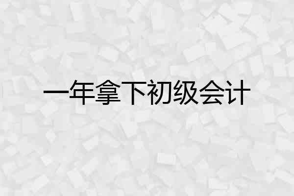 一年拿下初级会计