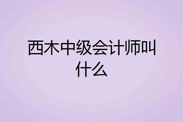 西木中级会计师叫什么