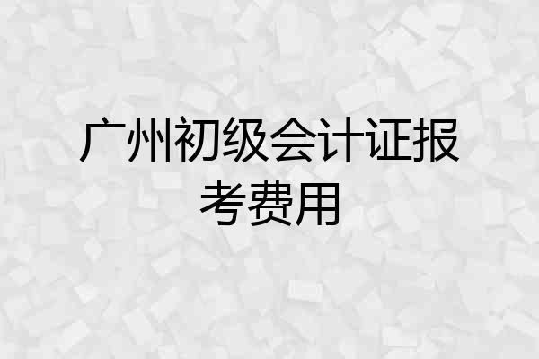 广州初级会计证报考费用