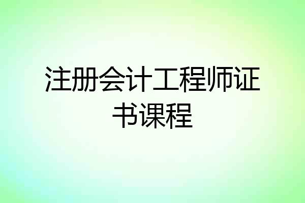 注册会计工程师证书课程