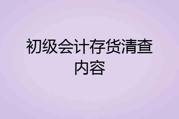 初级会计存货清查内容