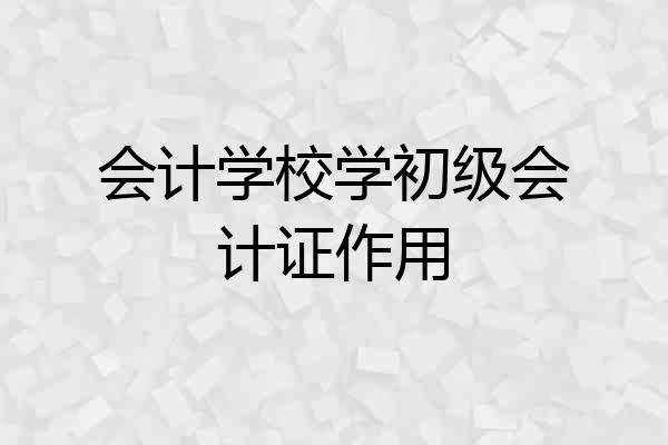 会计学校学初级会计证作用
