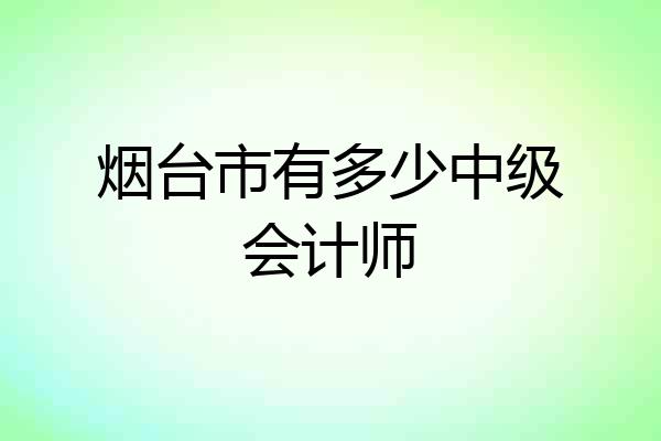 烟台市有多少中级会计师