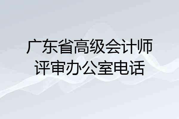 广东省高级会计师评审办公室电话