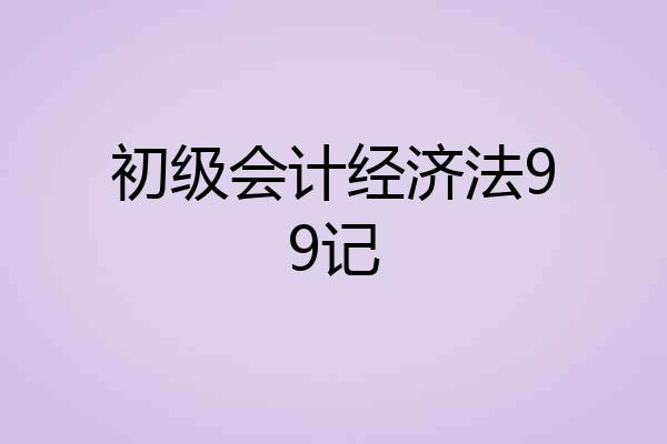 初级会计经济法99记