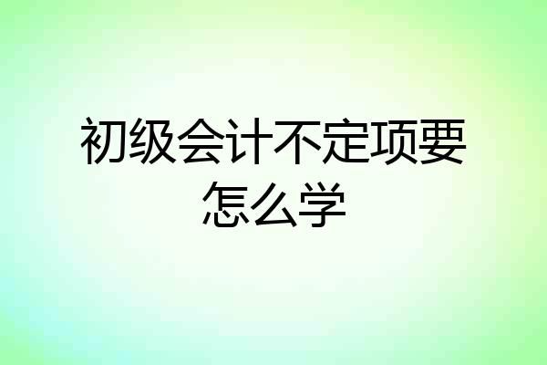 初级会计不定项要怎么学