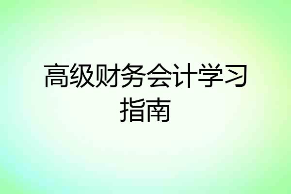 高级财务会计学习指南
