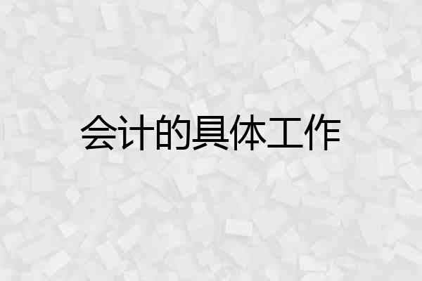 会计的具体工作
