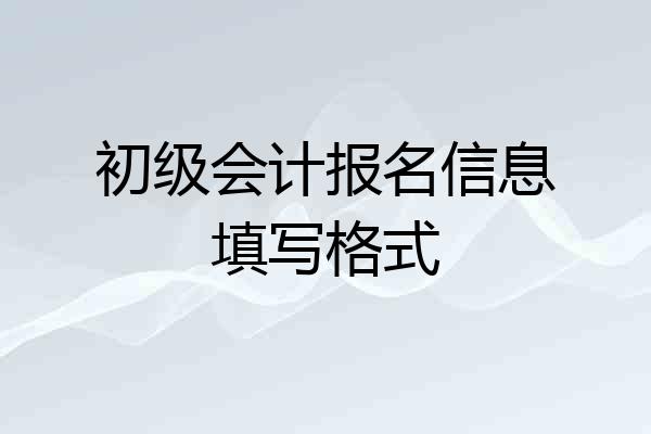 初级会计报名信息填写格式