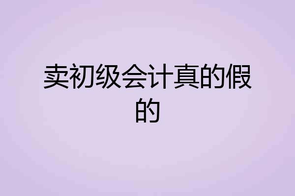 卖初级会计真的假的