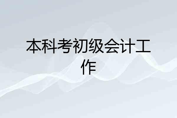 本科考初级会计工作