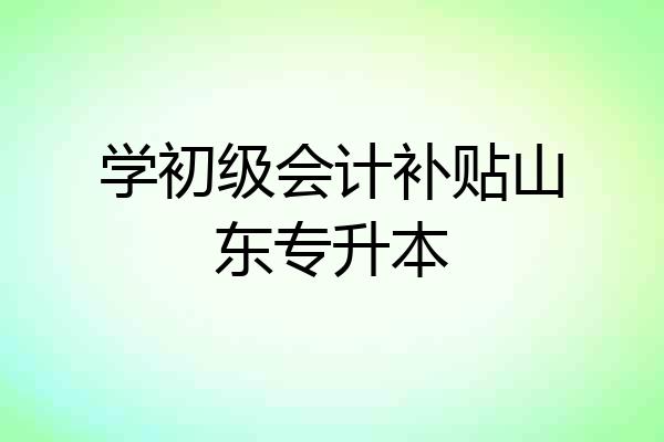 学初级会计补贴山东专升本