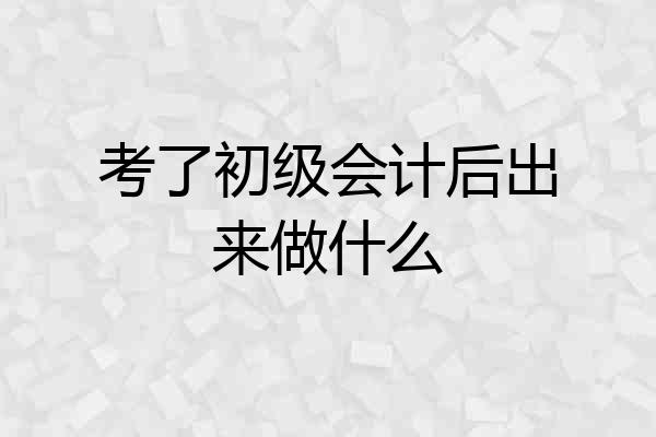 考了初级会计后出来做什么