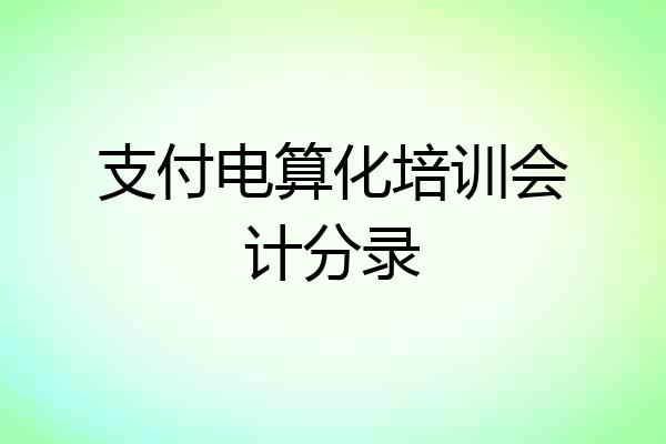 支付电算化培训会计分录