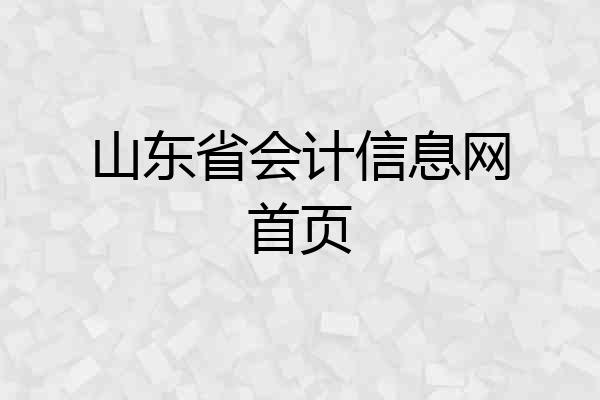 山东省会计信息网首页