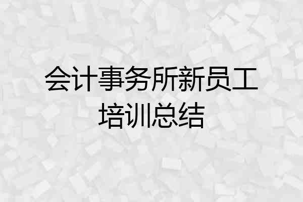 会计事务所新员工培训总结