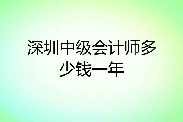 深圳中级会计师多少钱一年