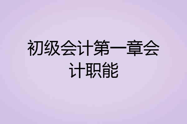 初级会计第一章会计职能