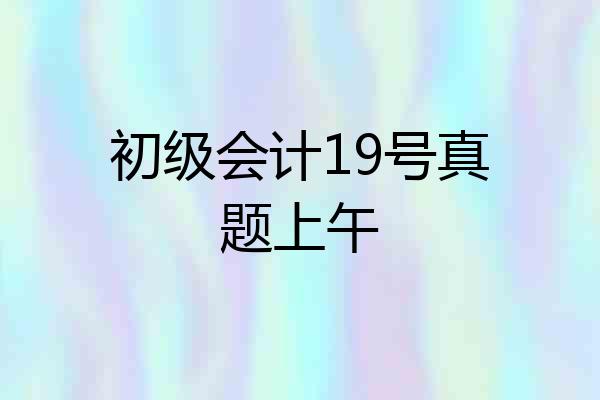 初级会计19号真题上午