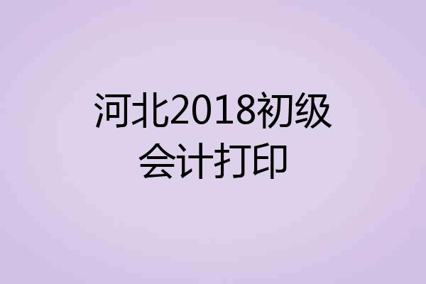 河北2018初级会计打印