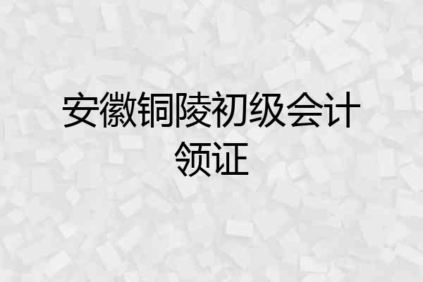 安徽铜陵初级会计领证