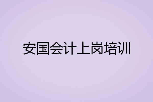安国会计上岗培训
