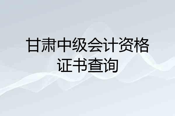甘肃中级会计资格证书查询