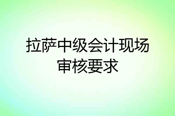 拉萨中级会计现场审核要求