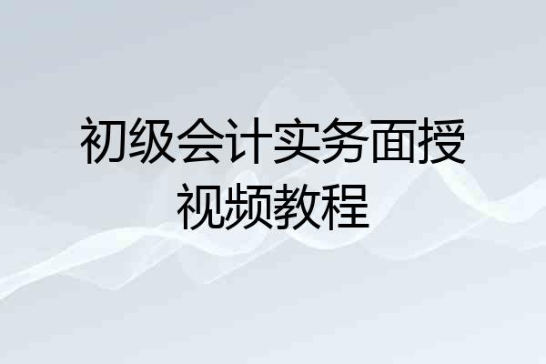 初级会计实务面授视频教程