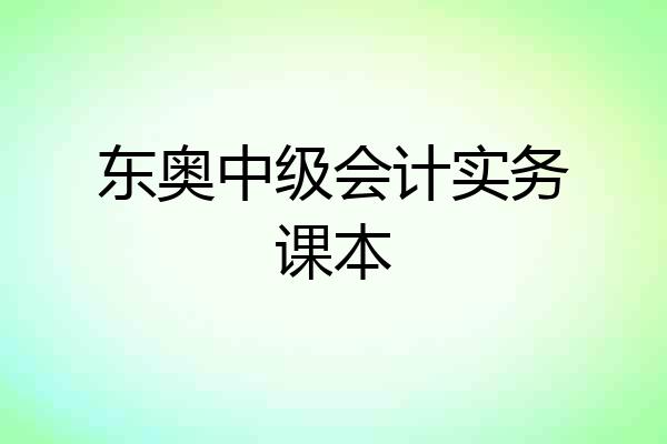 东奥中级会计实务课本