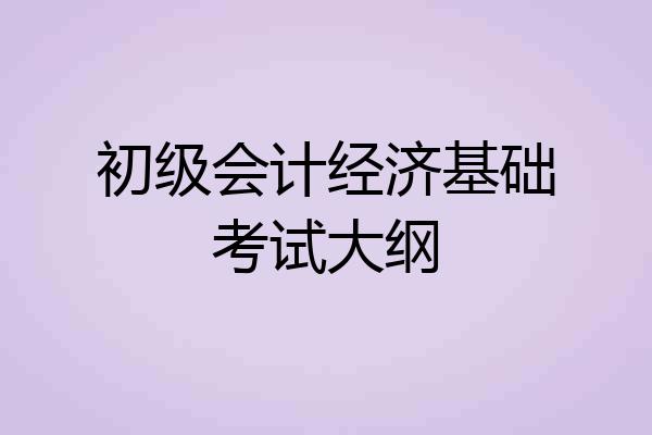 初级会计经济基础考试大纲
