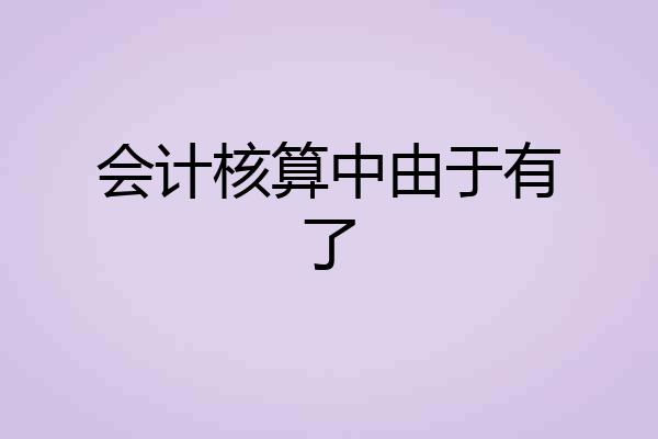 会计核算中由于有了