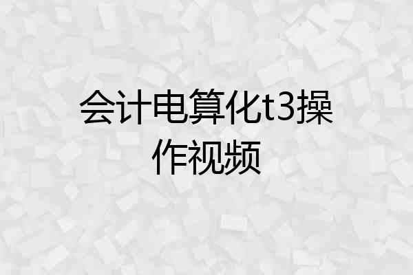 会计电算化t3操作视频