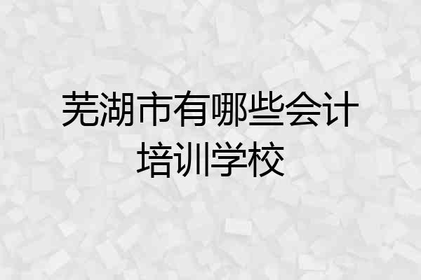 芜湖市有哪些会计培训学校