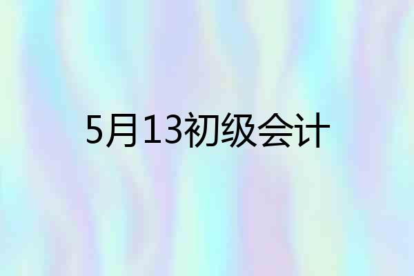 5月13初级会计