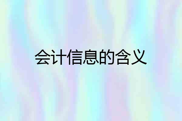 会计信息的含义